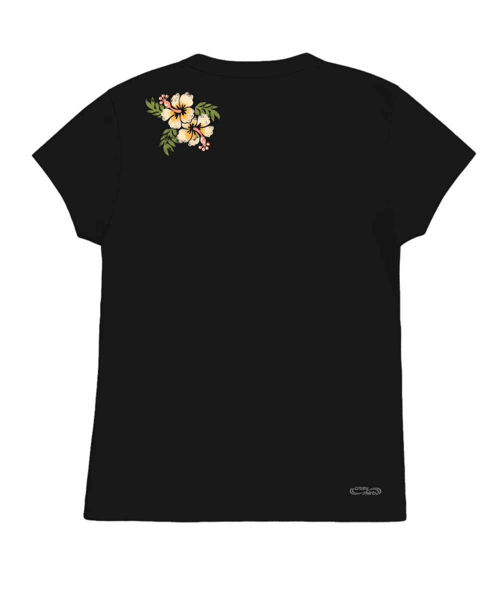 Banded Hibiscus - Black Short Sleeve Crewneck T-Shirt 4 Banded Hibiscus - Black Short Sleeve Crewneck T-Shirt
