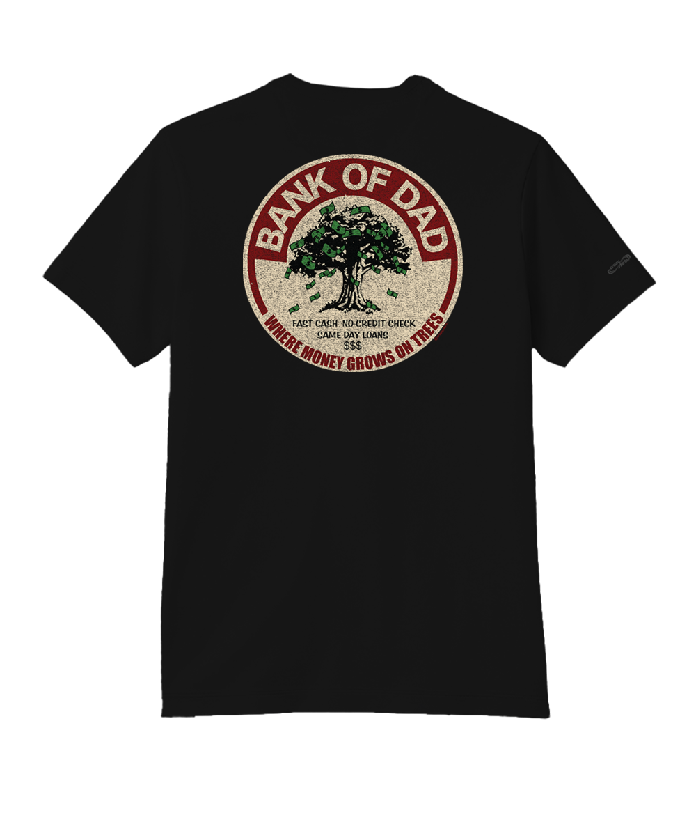 Bank Of Dad Trees - Jet Black Short Sleeve Pima T-Shirt 1 Bank Of Dad Trees - Jet Black Short Sleeve Pima T-Shirt