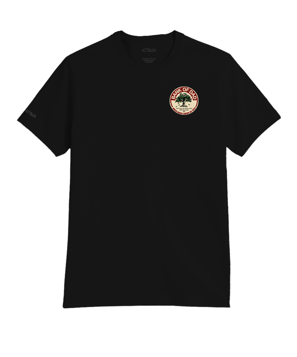 Bank Of Dad Trees - Jet Black Short Sleeve Pima T-Shirt 2 Bank Of Dad Trees - Jet Black Short Sleeve Pima T-Shirt