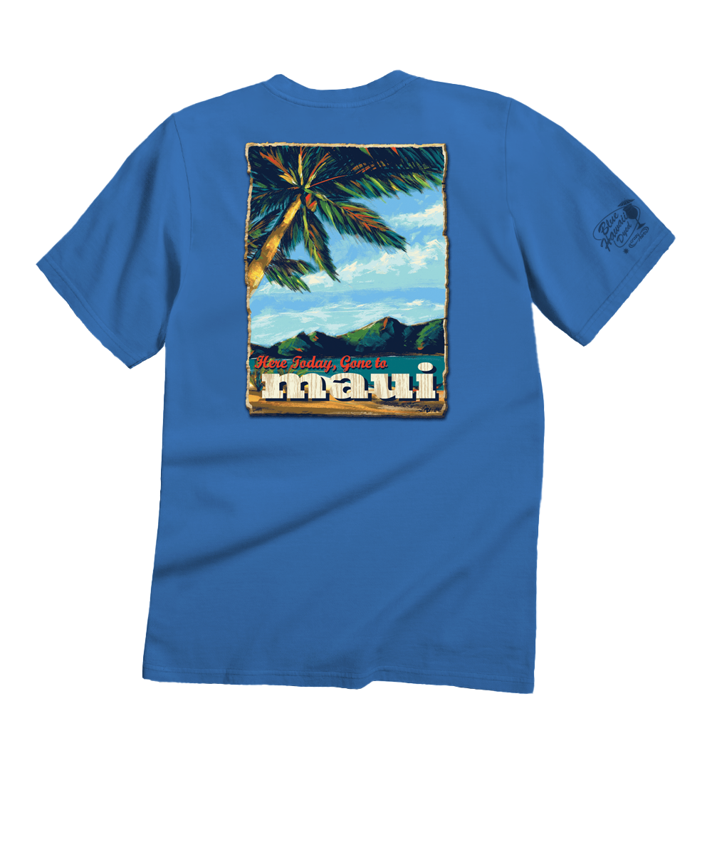 Beach Poster - Blue Hawaii Dyed Short Sleeve Crewneck T-Shirt