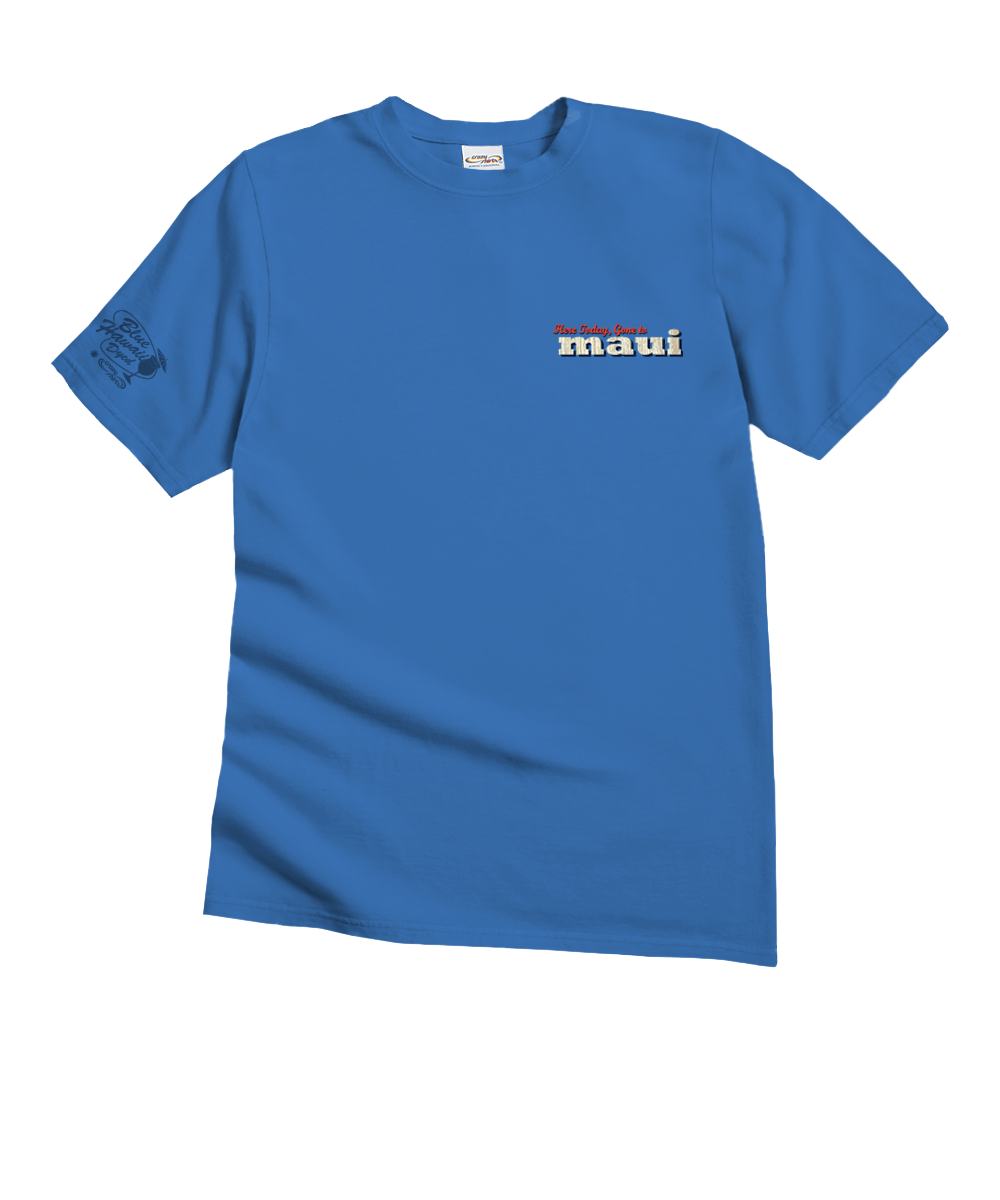 Beach Poster - Blue Hawaii Dyed Short Sleeve Crewneck T-Shirt 4 Beach Poster - Blue Hawaii Dyed Short Sleeve Crewneck T-Shirt
