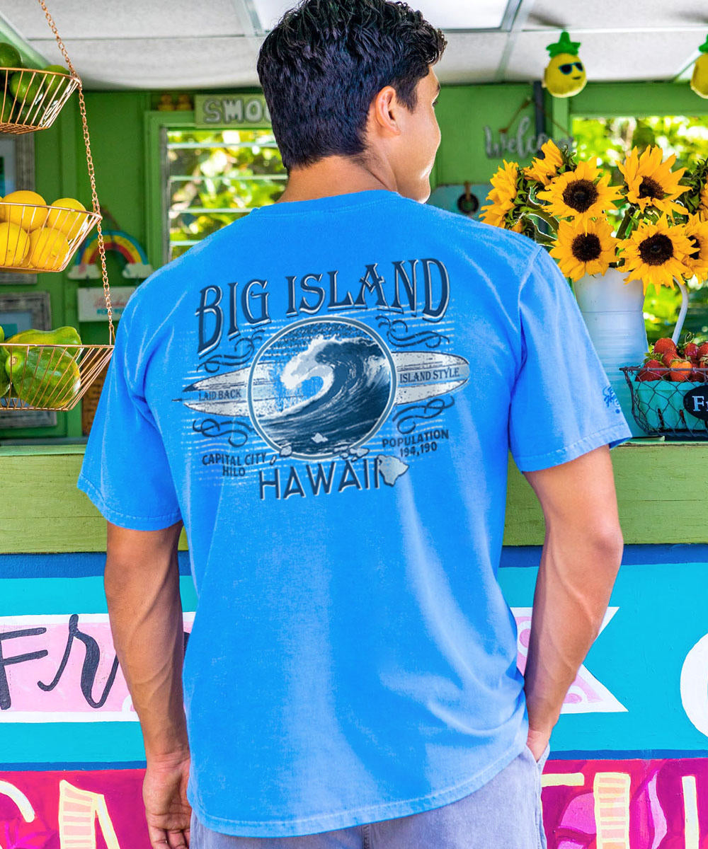 Big Island Best - Blue Hawaii Dyed Short Sleeve Crewneck T-Shirt 2 Big Island Best - Blue Hawaii Dyed Short Sleeve Crewneck T-Shirt