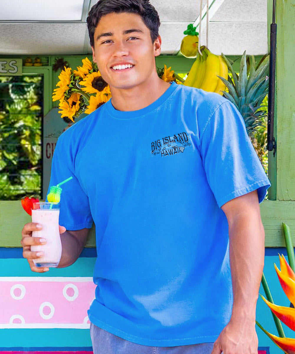Big Island Best - Blue Hawaii Dyed Short Sleeve Crewneck T-Shirt 3 Big Island Best - Blue Hawaii Dyed Short Sleeve Crewneck T-Shirt