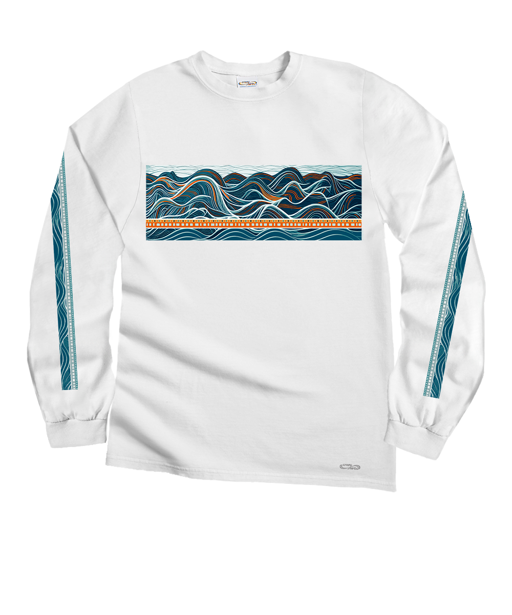 Big Waves Band - White Long Sleeve Crewneck T-Shirt