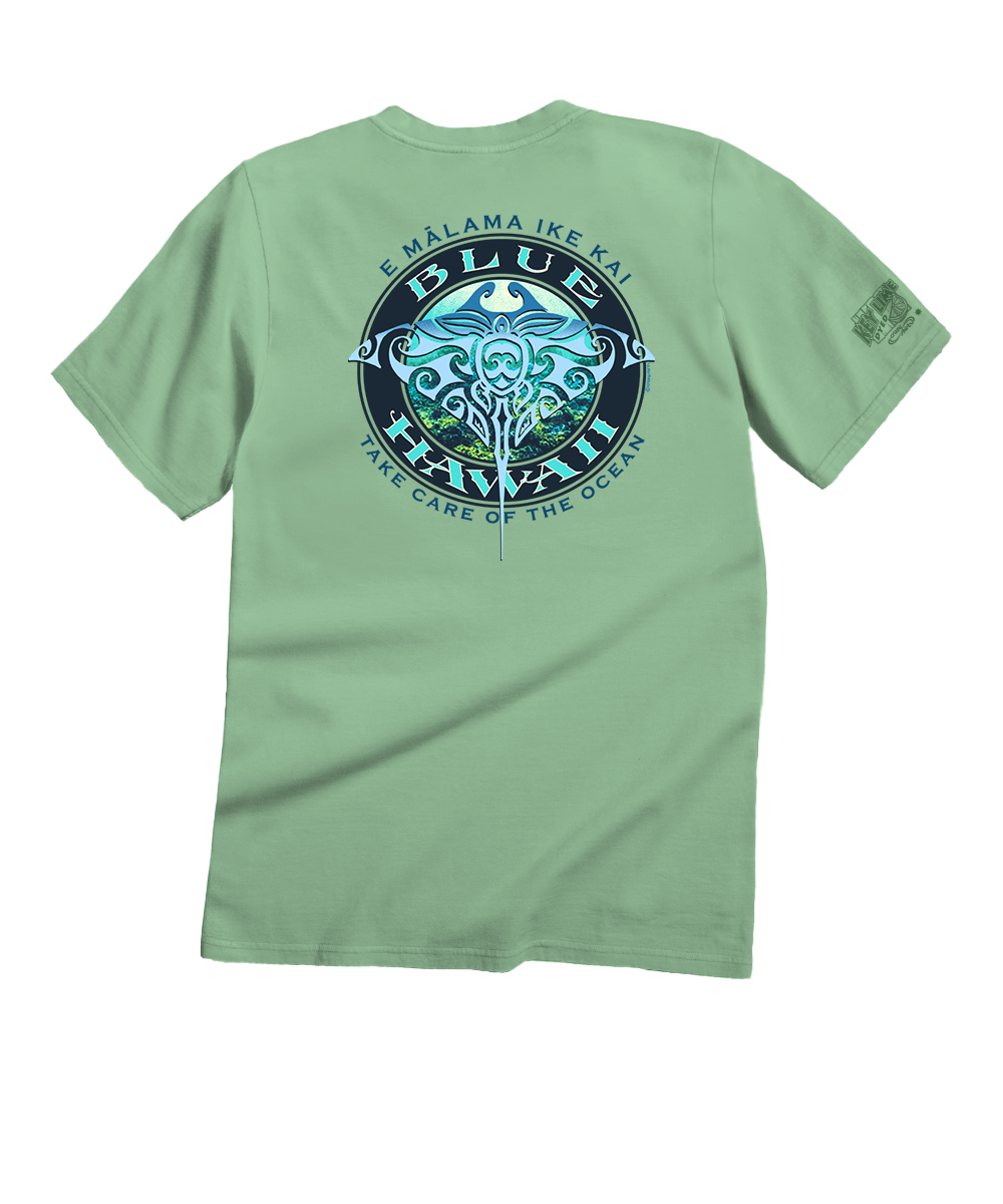 Blue Hawaii Dive - Key Lime Dyed Short Sleeve Crewneck T-Shirt 1 Blue Hawaii Dive - Key Lime Dyed Short Sleeve Crewneck T-Shirt