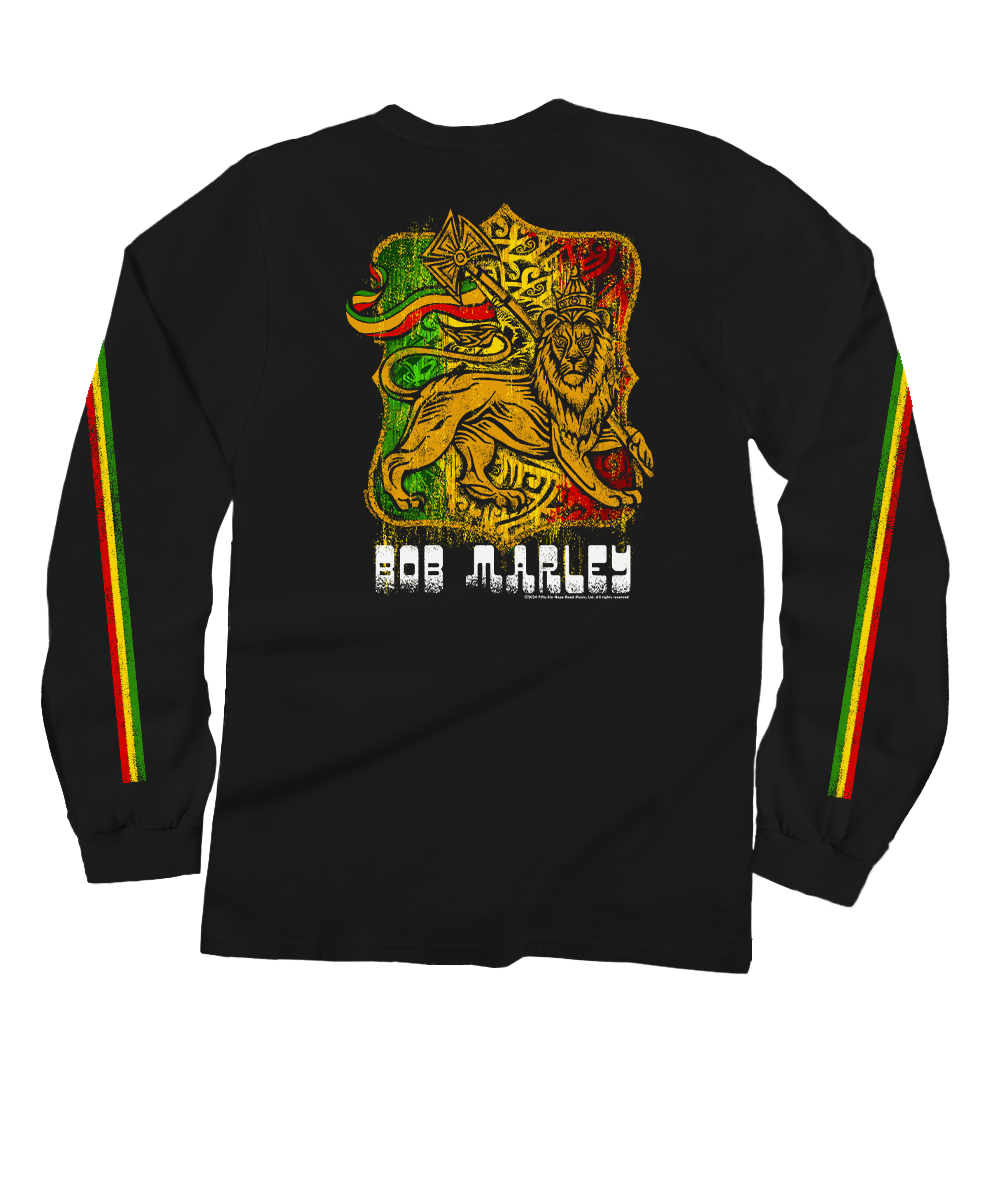 Bob Marley Lion Of Judah - Black Long Sleeve Crewneck T-Shirt