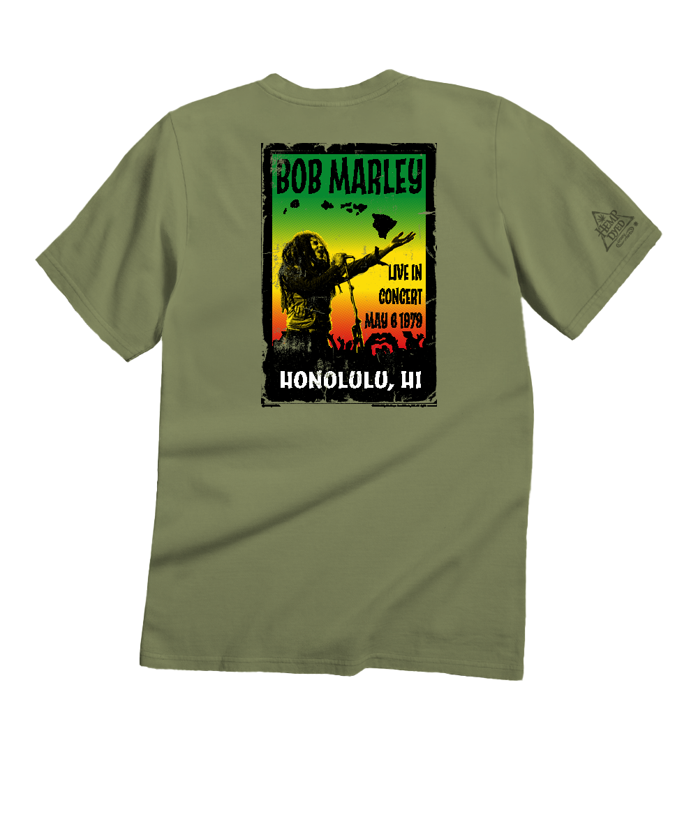 Bob Marley Poster Hawaii - Hemp Dyed Short Sleeve Crewneck T-Shirt