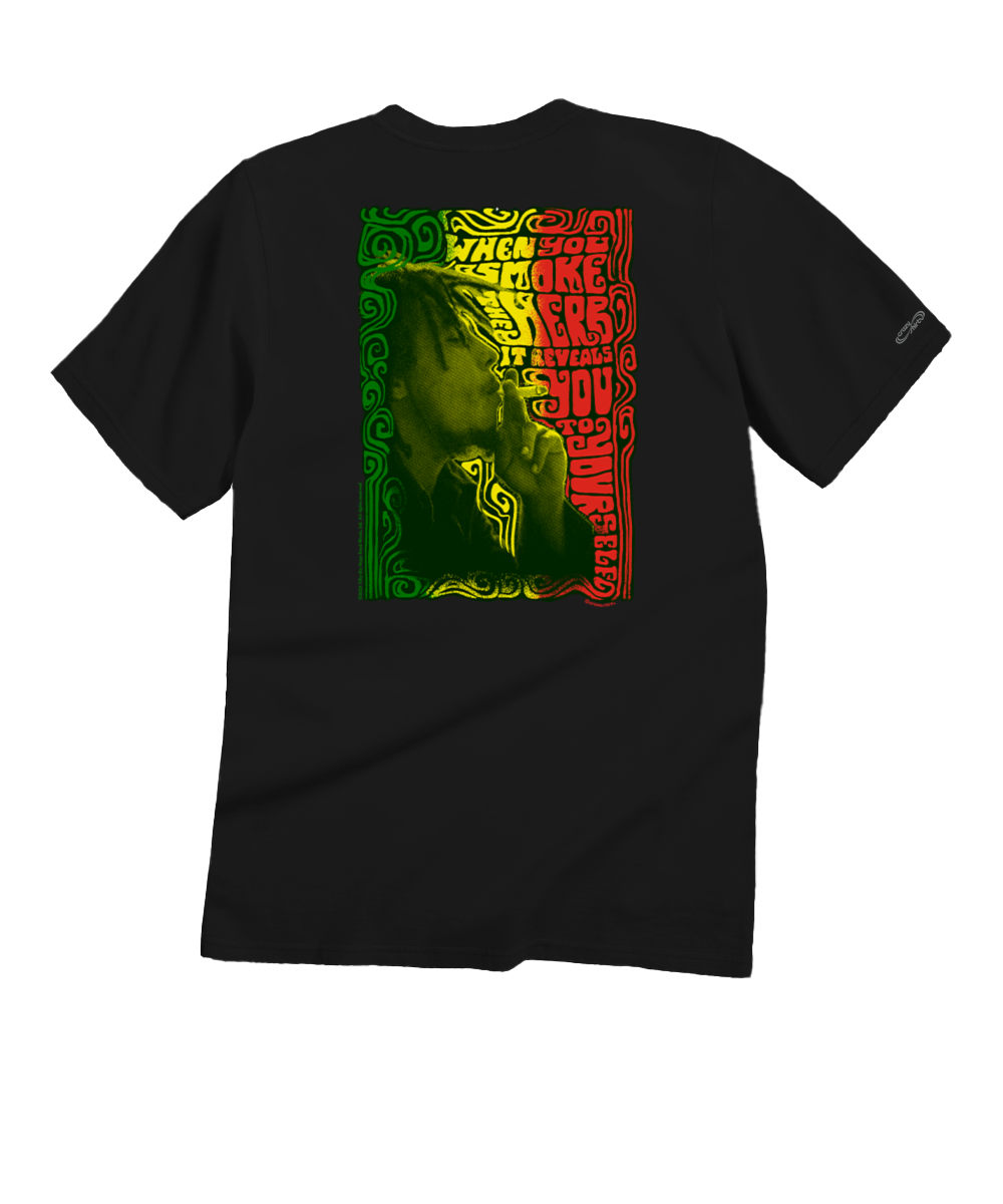 Bob Marley Smoke The Herb - Black Short Sleeve Crewneck T-Shirt