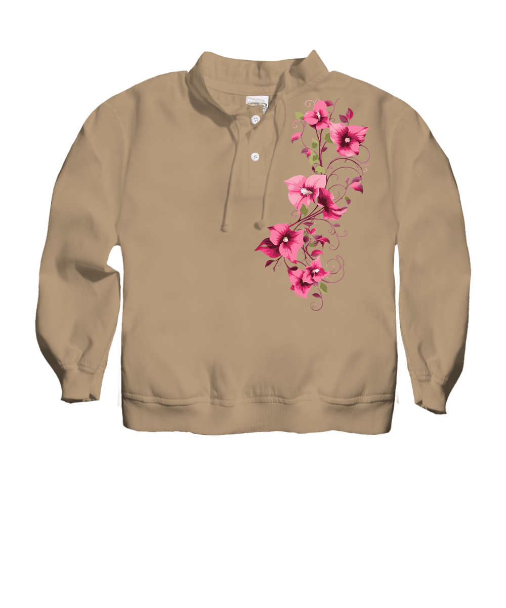 Bougainvillea Vines - Kona Coffee Dyed Long Sleeve Lightweight Pullover 1 Bougainvillea Vines - Kona Coffee Dyed Long Sleeve Lightweight Pullover