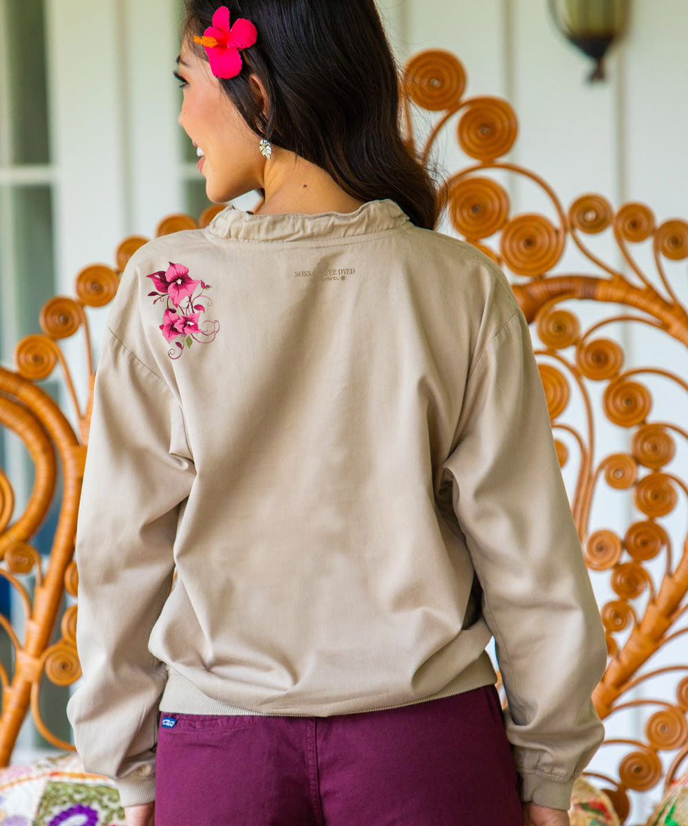 Bougainvillea Vines - Kona Coffee Dyed Long Sleeve Lightweight Pullover 3 Bougainvillea Vines - Kona Coffee Dyed Long Sleeve Lightweight Pullover