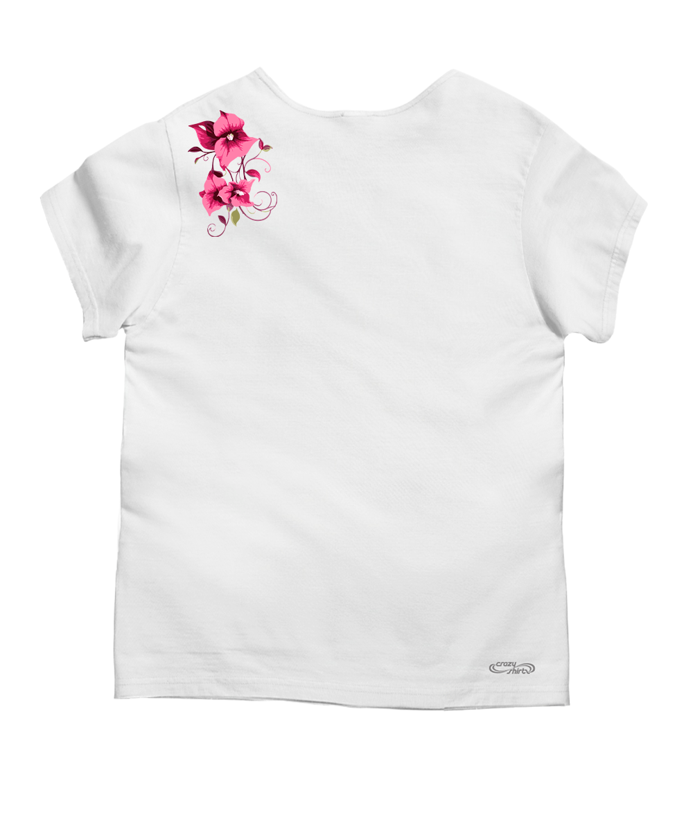 Bougainvillea Vines - White Short Sleeve Scoop Neck T-Shirt 4 Bougainvillea Vines - White Short Sleeve Scoop Neck T-Shirt