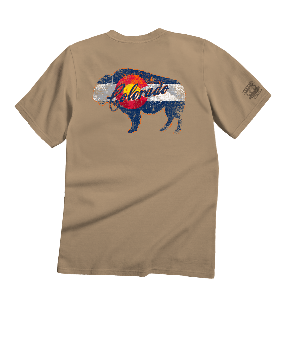 Buffalo Flag - Kona Coffee Dyed Short Sleeve Crewneck T-Shirt 1 Buffalo Flag - Kona Coffee Dyed Short Sleeve Crewneck T-Shirt