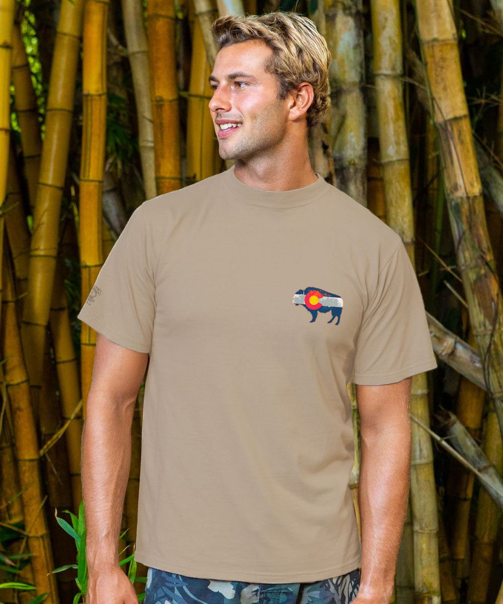 Buffalo Flag - Kona Coffee Dyed Short Sleeve Crewneck T-Shirt 3 Buffalo Flag - Kona Coffee Dyed Short Sleeve Crewneck T-Shirt