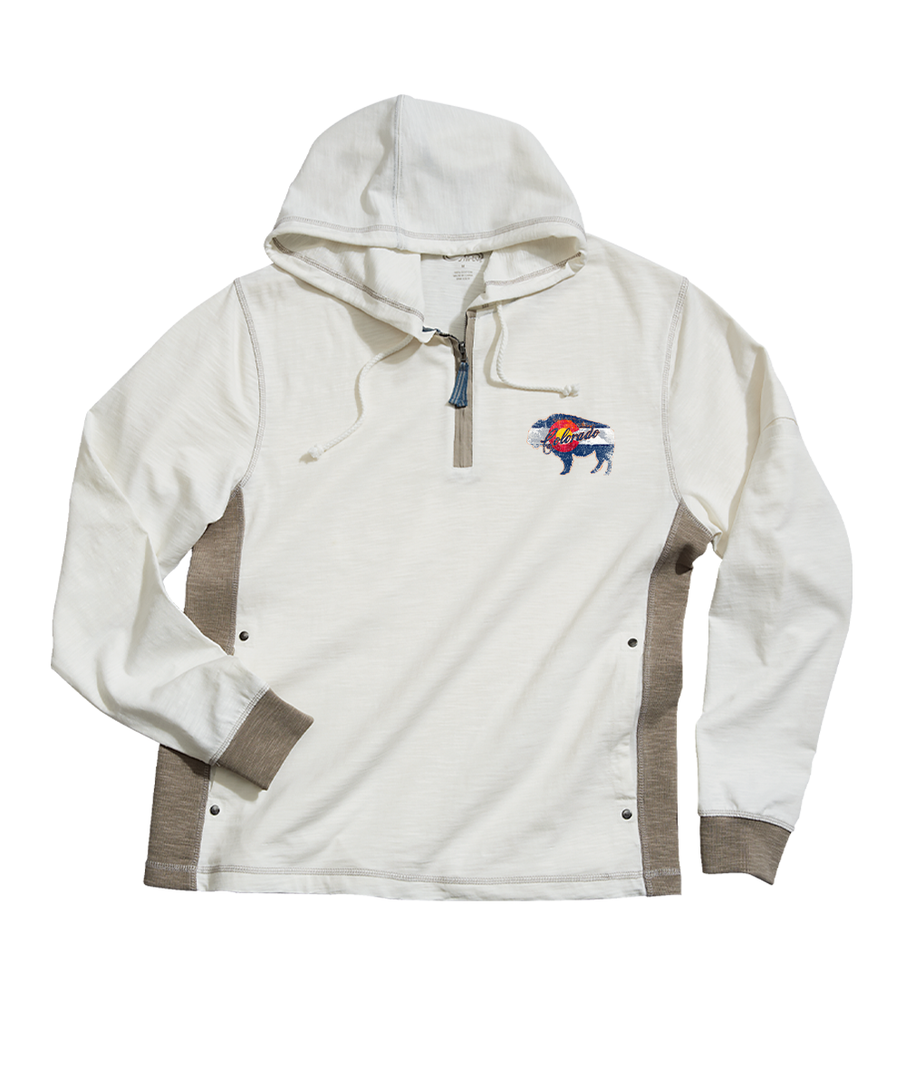 Buffalo Flag - Natural/Gray Long Sleeve Longboard Hooded Tee 2 Buffalo Flag - Natural/Gray Long Sleeve Longboard Hooded Tee