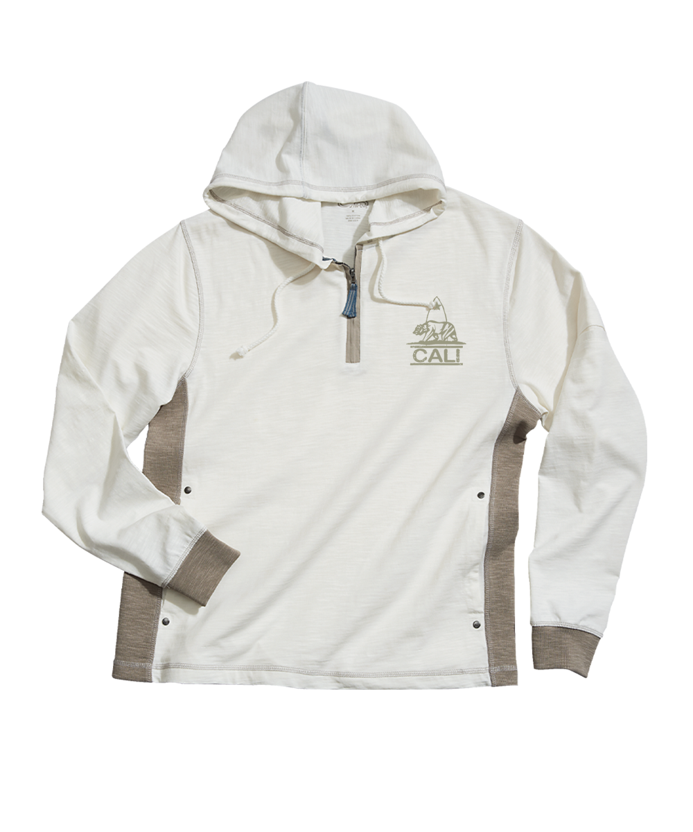 California Bear Mark - Natural/Gray Long Sleeve Longboard Hooded Tee 4 California Bear Mark - Natural/Gray Long Sleeve Longboard Hooded Tee