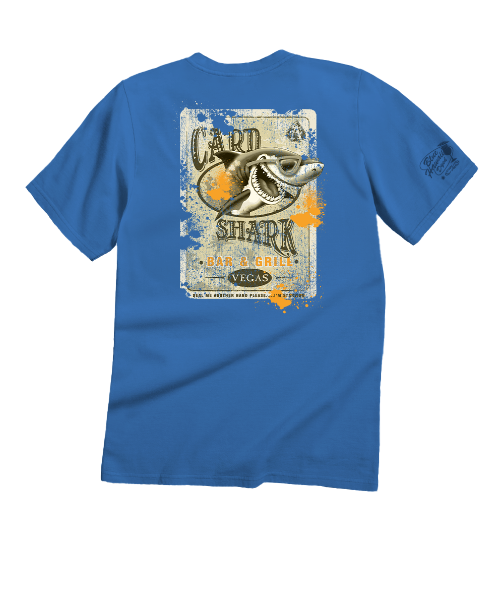 Card Shark Grill - Blue Hawaii Dyed Short Sleeve Crewneck T-Shirt 1 Card Shark Grill - Blue Hawaii Dyed Short Sleeve Crewneck T-Shirt