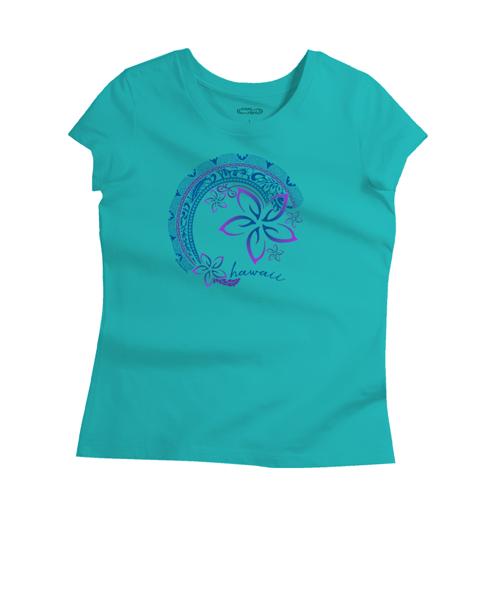 Circular Tribal Floral - Ocean Short Sleeve Pima T-Shirt 1 Circular Tribal Floral - Ocean Short Sleeve Pima T-Shirt