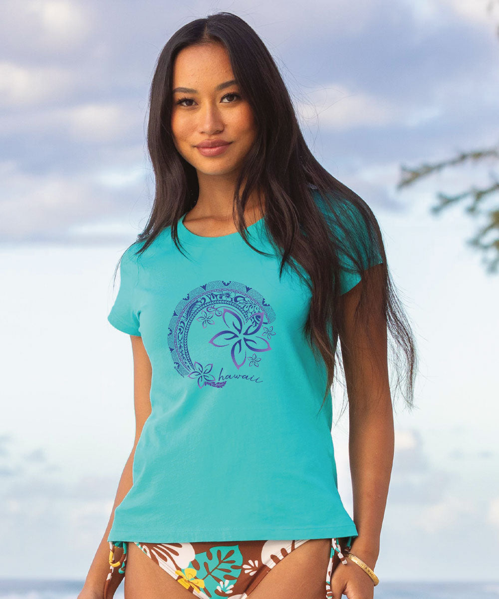 Circular Tribal Floral - Ocean Short Sleeve Pima T-Shirt 2 Circular Tribal Floral - Ocean Short Sleeve Pima T-Shirt