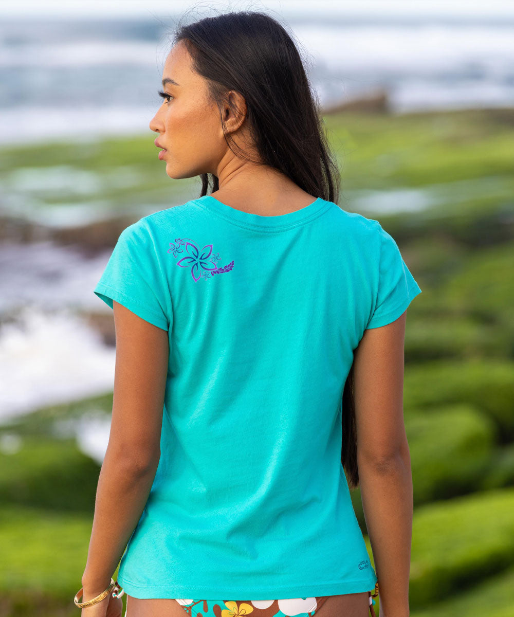 Circular Tribal Floral - Ocean Short Sleeve Pima T-Shirt 3 Circular Tribal Floral - Ocean Short Sleeve Pima T-Shirt