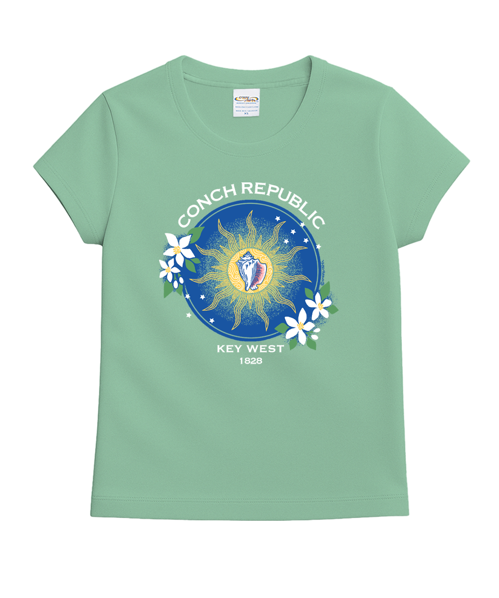 Conch Republic Blossom - Key Lime Dyed Short Sleeve Crewneck T-Shirt 1 Conch Republic Blossom - Key Lime Dyed Short Sleeve Crewneck T-Shirt