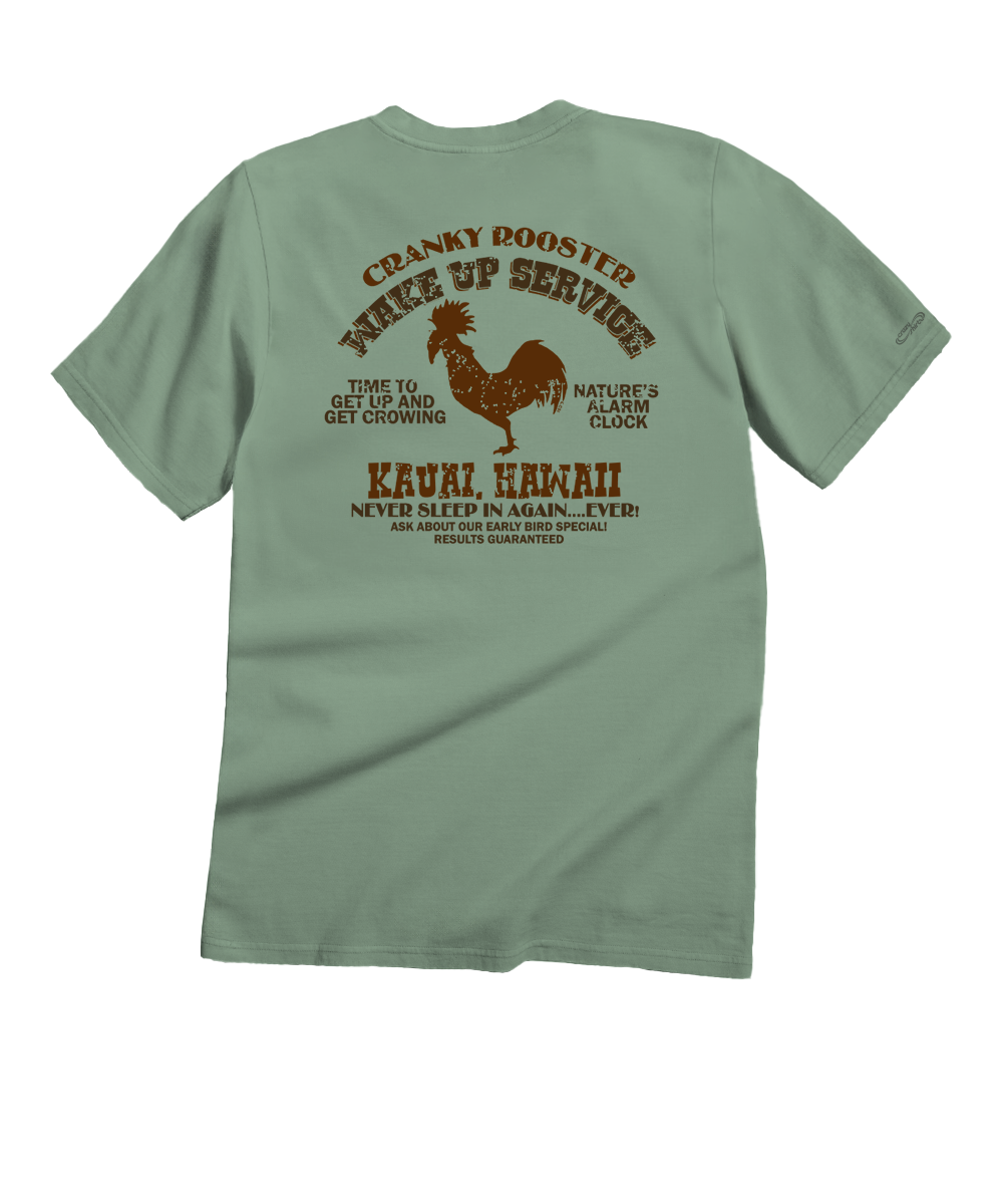 Cranky Rooster Wake Up - Seaglass Short Sleeve Crewneck T-Shirt