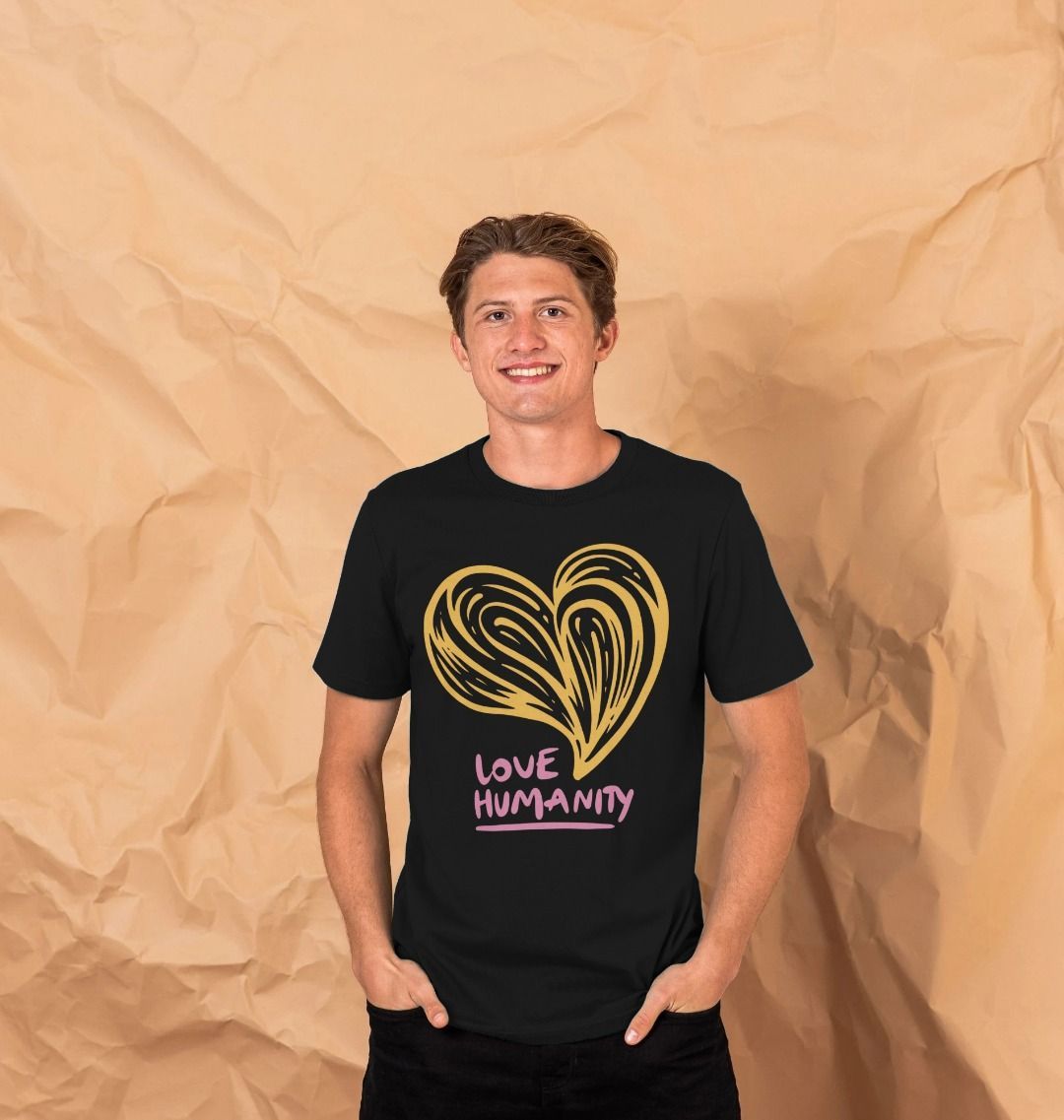 Unisex T-shirt - Love Humanity - Yellow 2 Unisex T-shirt - Love Humanity - Yellow