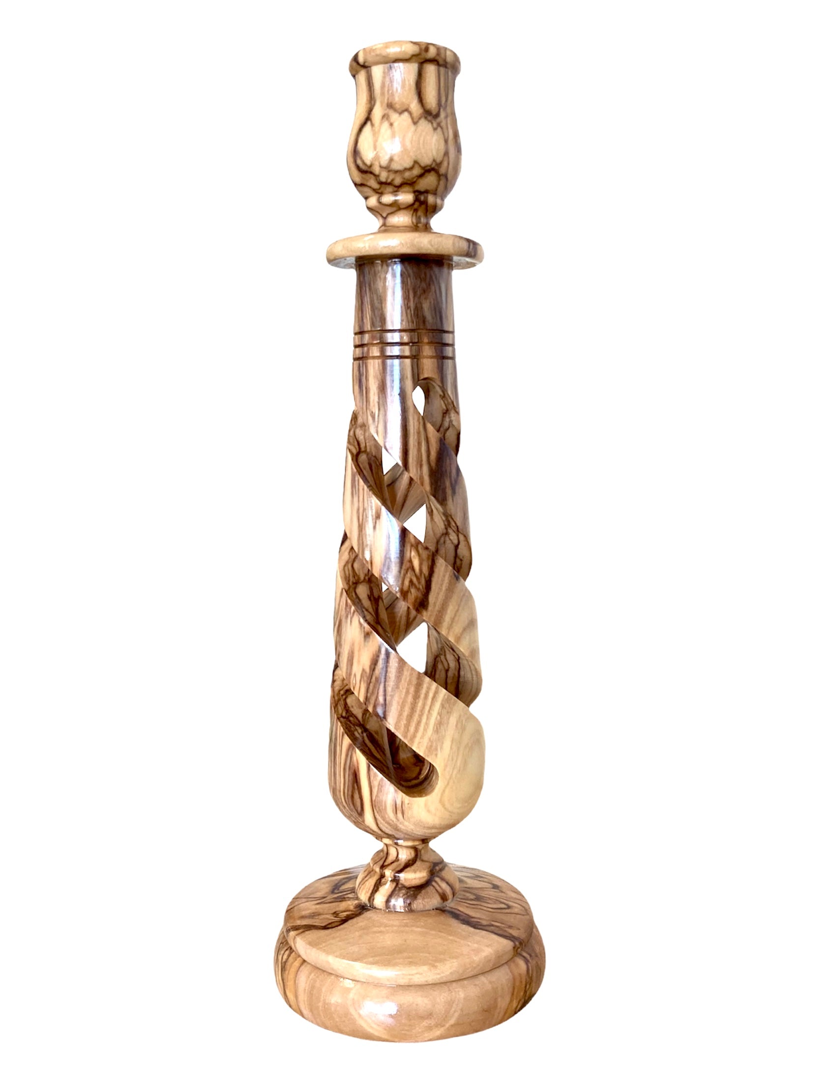 Olive Wood Candlestick Holder 25cm 1 Olive Wood Candlestick Holder 25cm