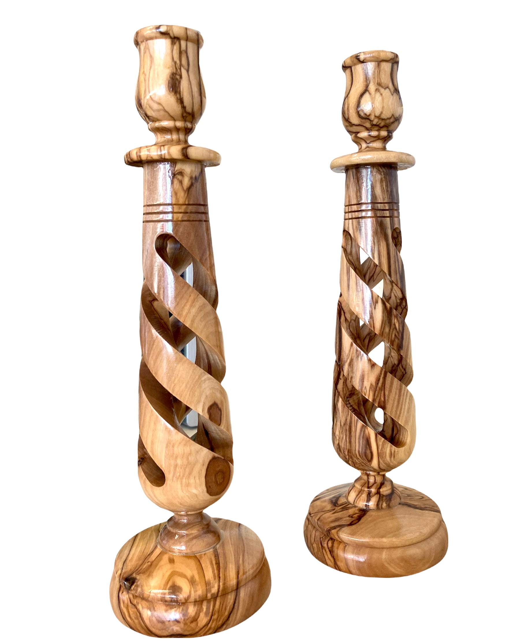 Olive Wood Candlestick Holder 25cm 2 Olive Wood Candlestick Holder 25cm