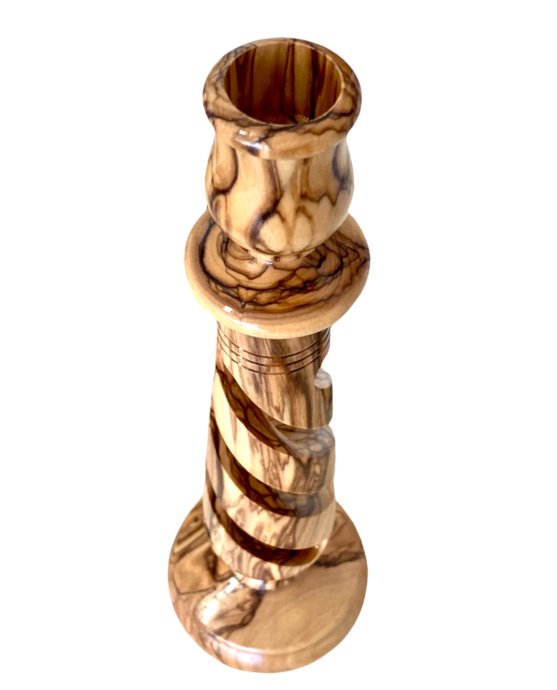 Olive Wood Candlestick Holder 25cm 3 Olive Wood Candlestick Holder 25cm