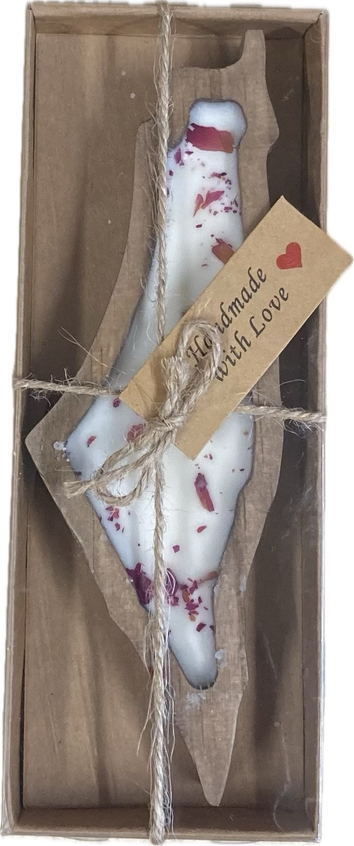 Olive Wood Palestine Map Candle Holder with Rose Petal Candle 1 Olive Wood Palestine Map Candle Holder with Rose Petal Candle