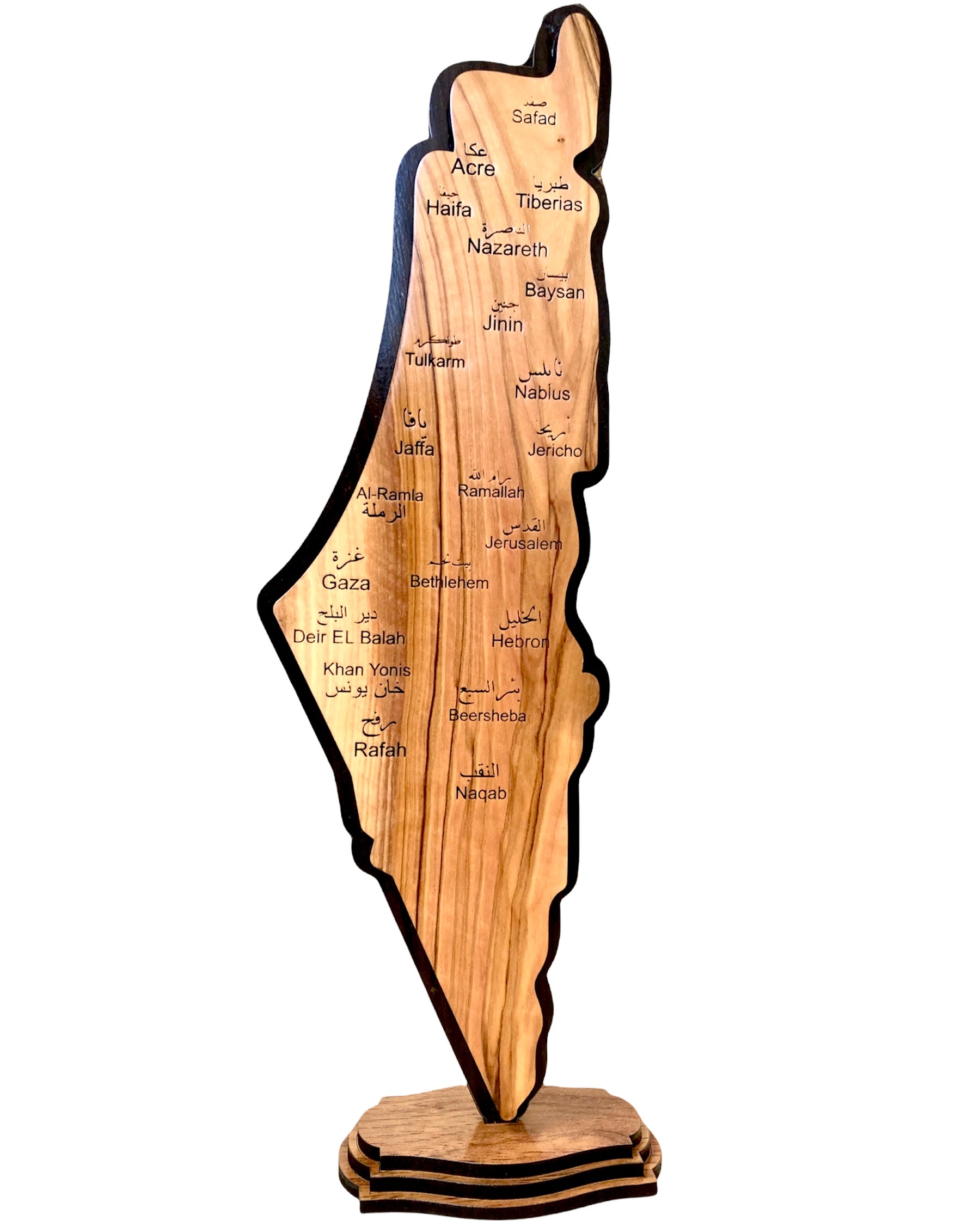 Olive Wood Palestine Map Tall