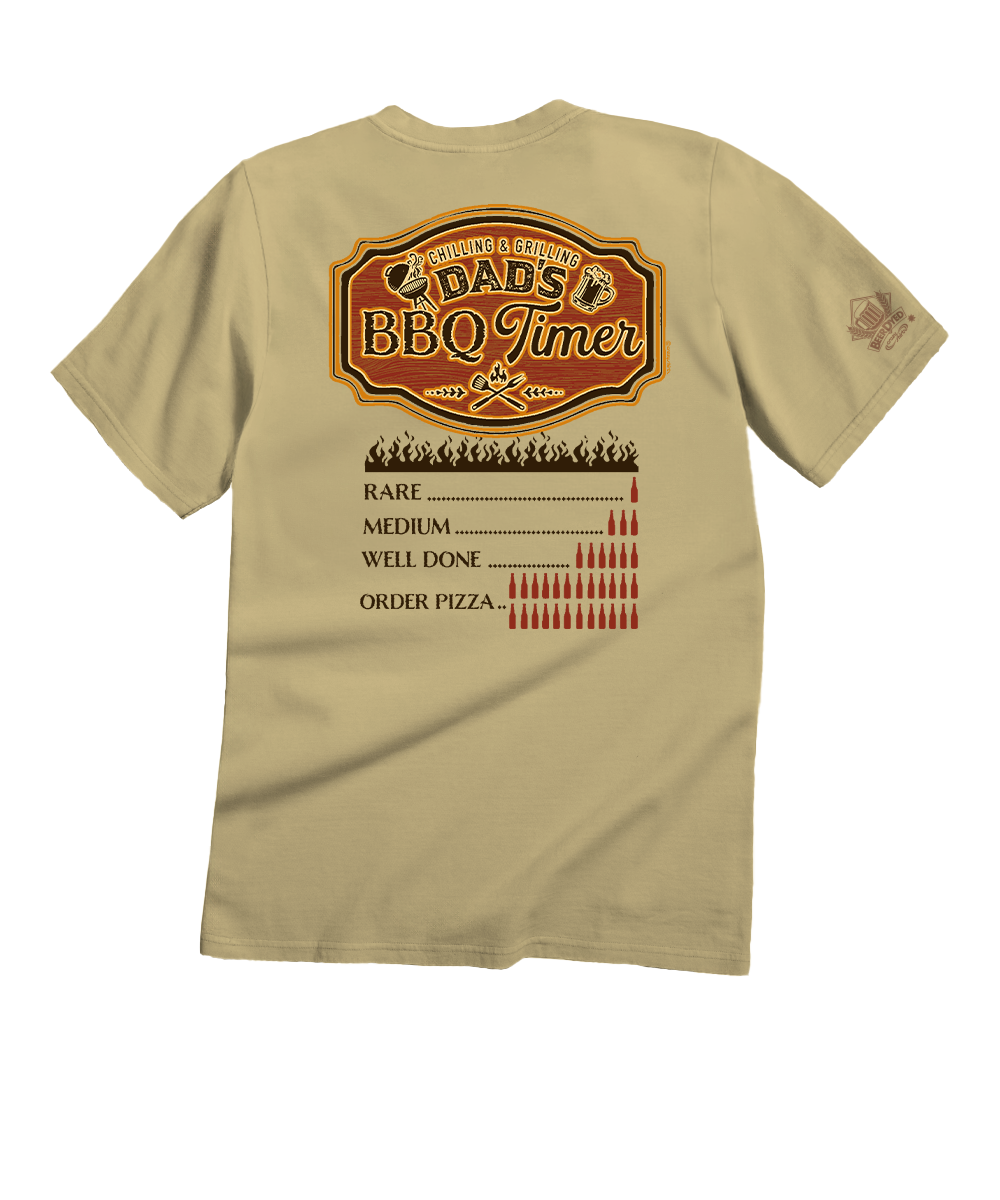 Dads BBQ Timer - Beer Dyed Short Sleeve Crewneck T-Shirt