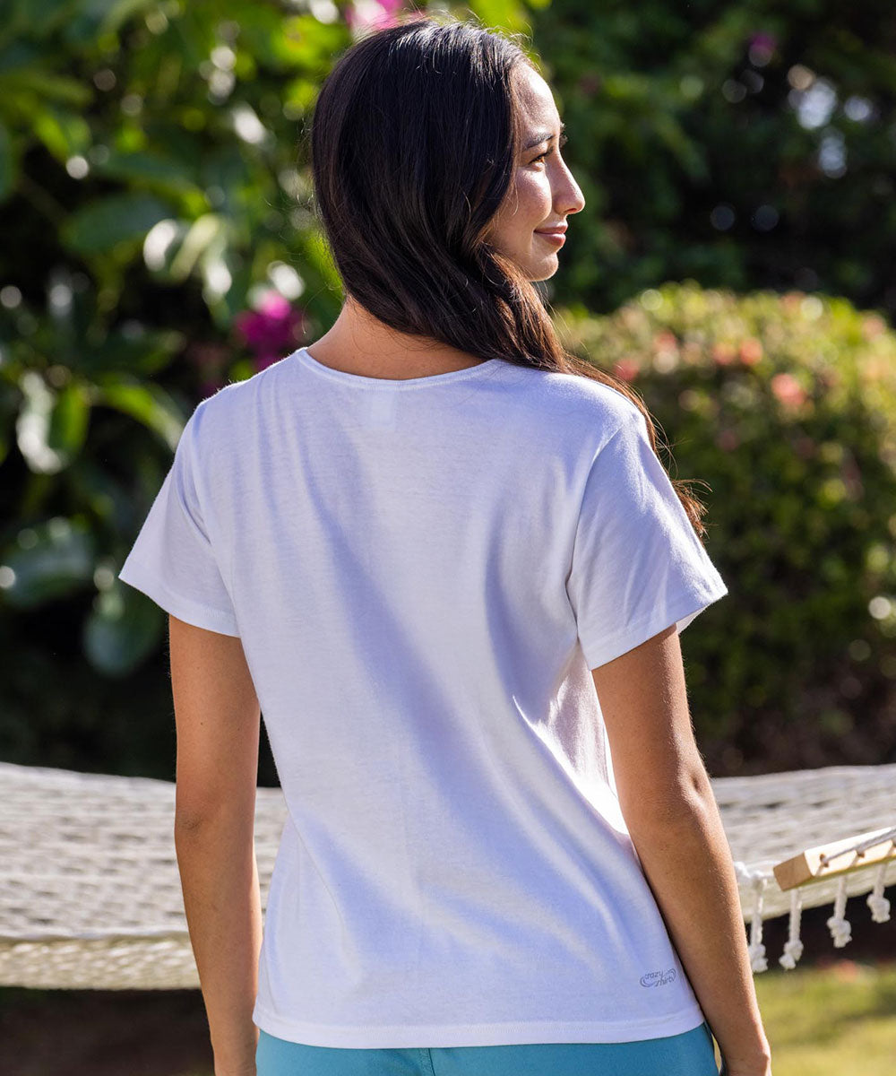 Dahlia Band - White Short Sleeve Scoop Neck T-Shirt 3 Dahlia Band - White Short Sleeve Scoop Neck T-Shirt