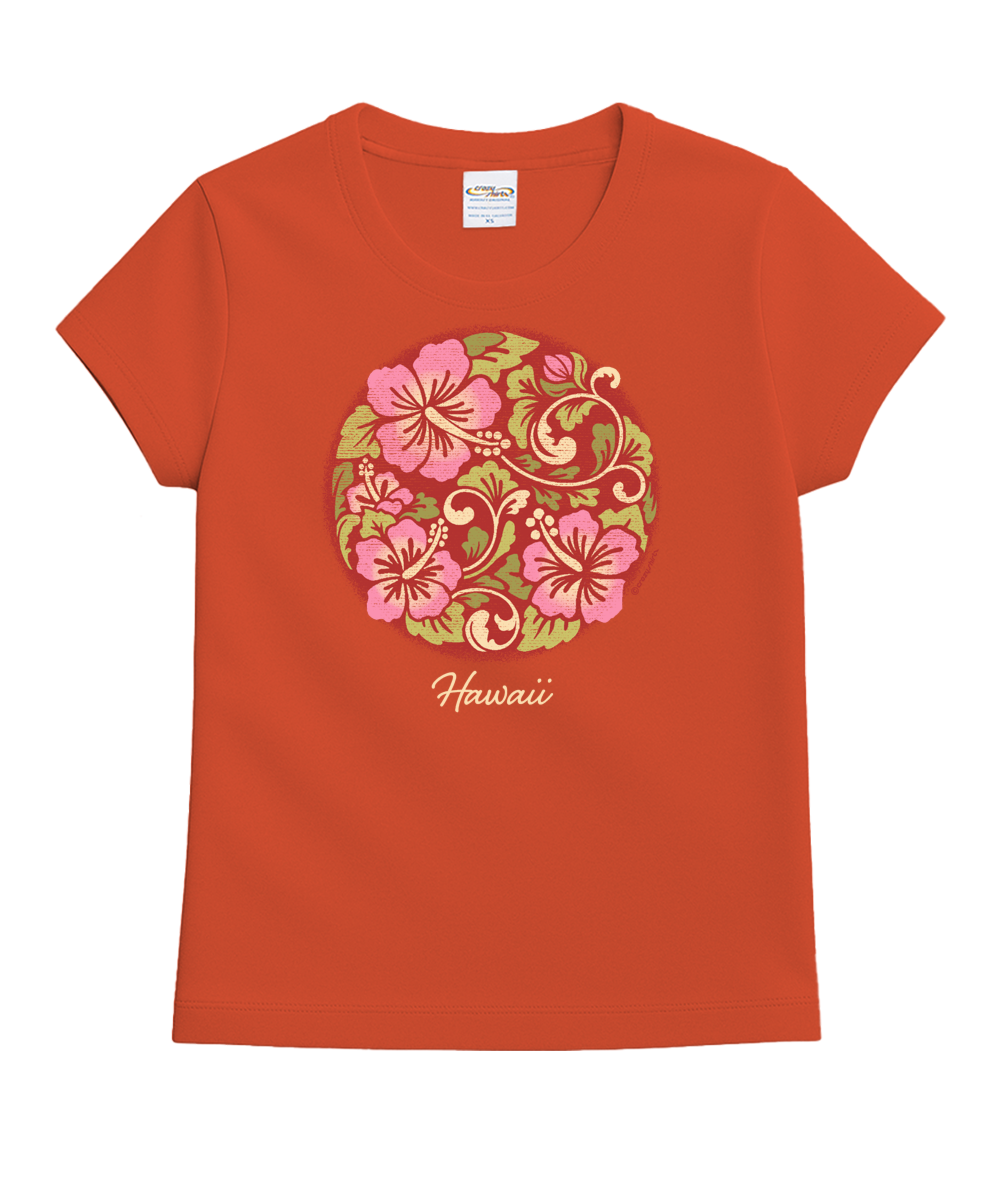 Decorative Hibiscus - Paprika Short Sleeve Crewneck T-Shirt