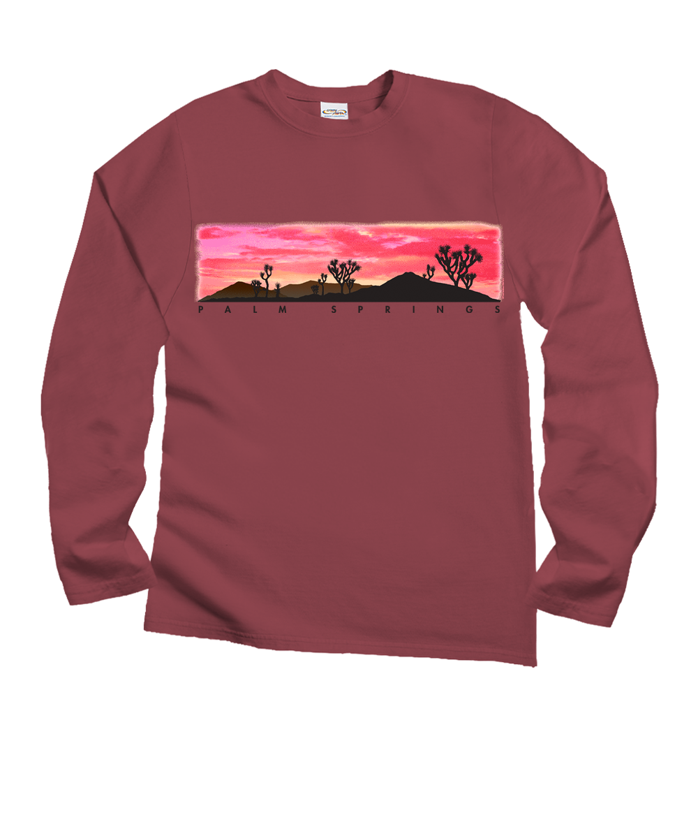 Desert Sunset - Paradise Red Dyed Long Sleeve Crewneck T-Shirt
