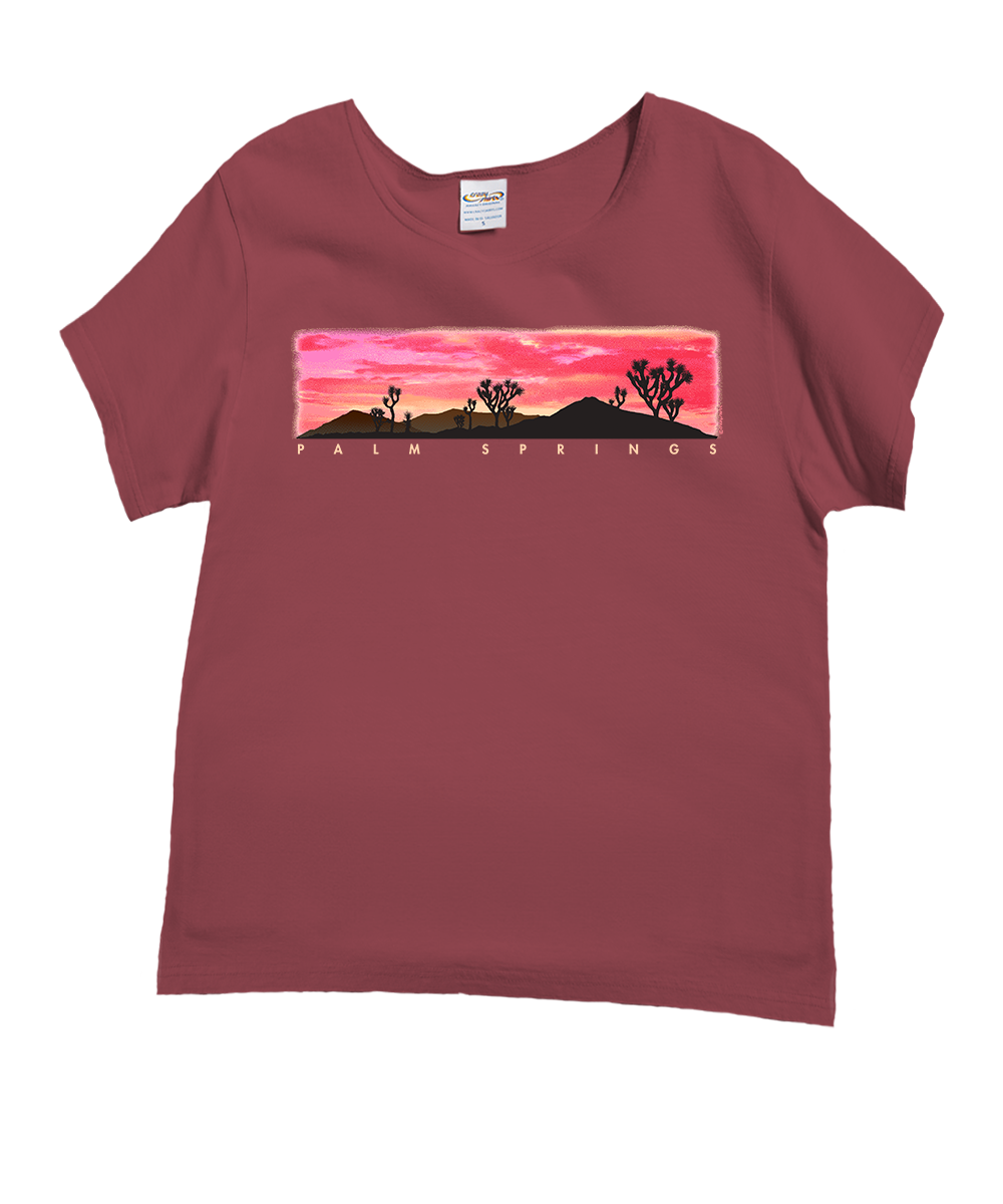 Desert Sunset - Paradise Red Dyed Short Sleeve Scoop Neck T-Shirt