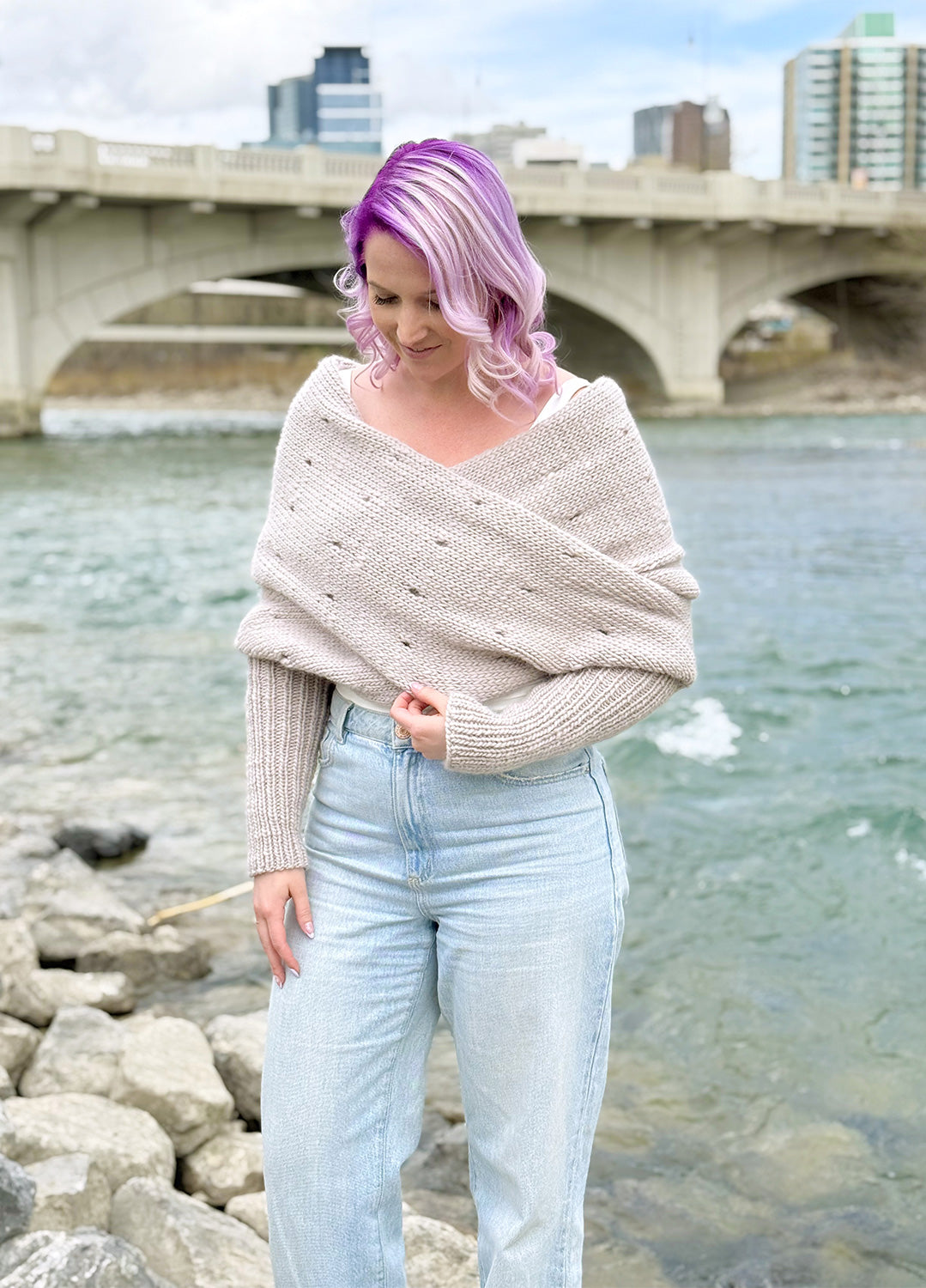 Easy Eyelet Sweater Scarf x @knitatude Kit - Petite Wool Version 4 Easy Eyelet Sweater Scarf x @knitatude Kit - Petite Wool Version