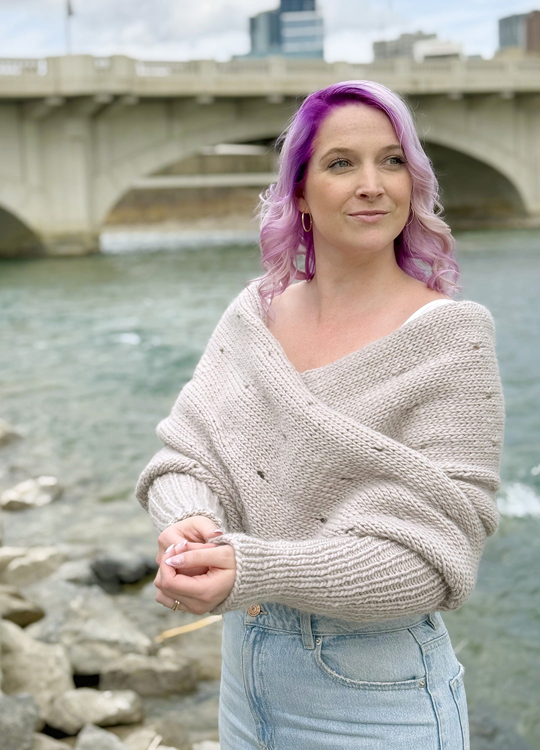 Easy Eyelet Sweater Scarf x @knitatude Kit - Petite Wool Version 4 Easy Eyelet Sweater Scarf x @knitatude Kit - Petite Wool Version