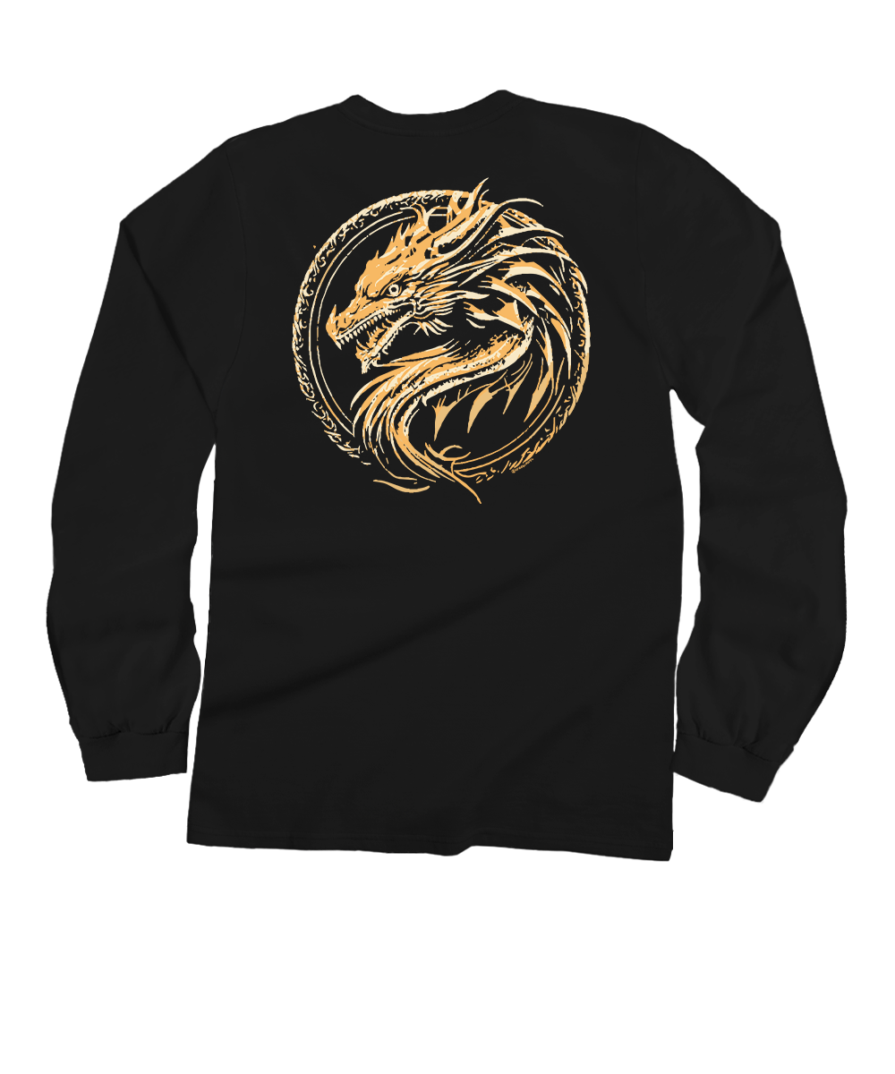 Dragon Medallion - Black Long Sleeve Crewneck T-Shirt