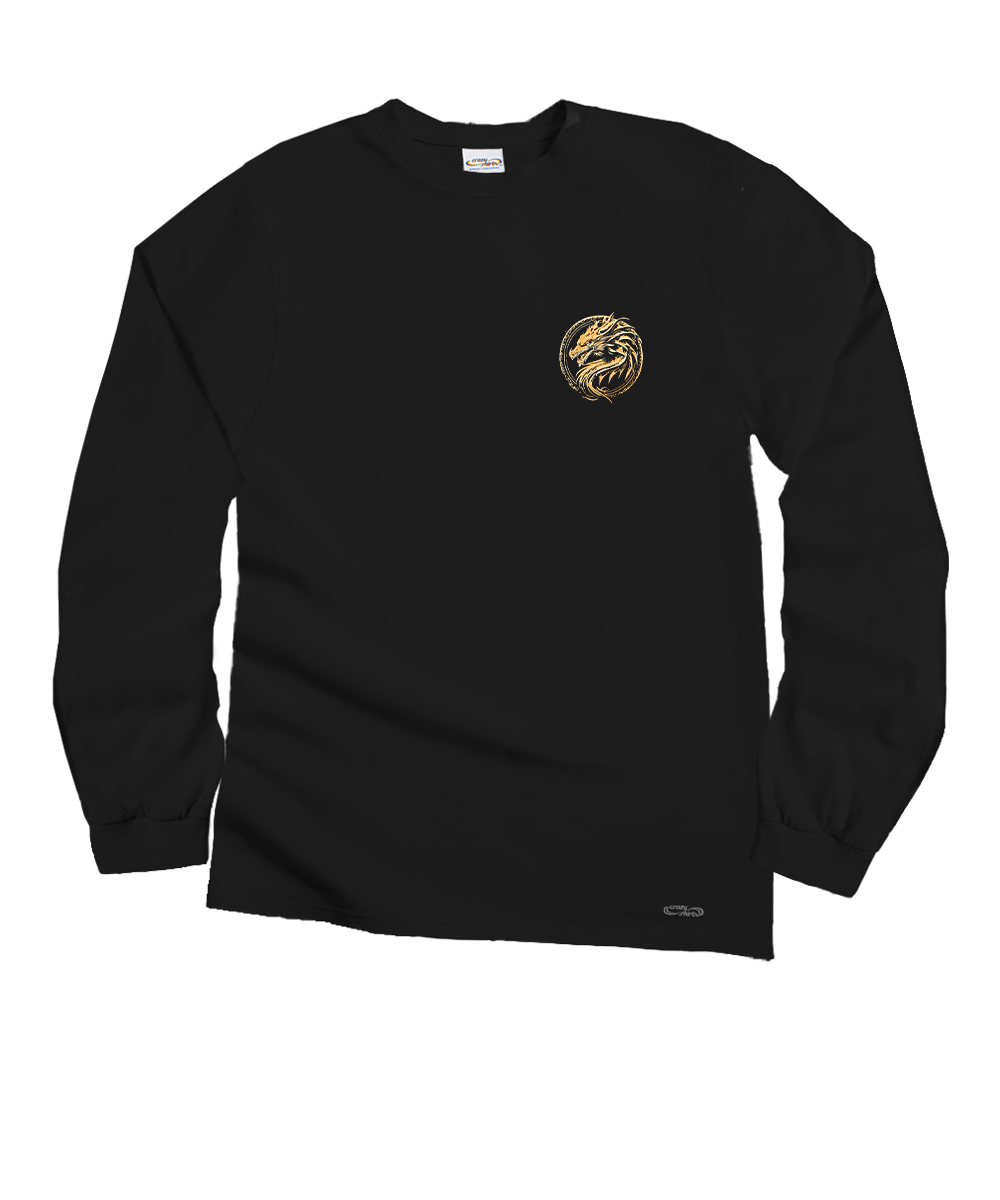 Dragon Medallion - Black Long Sleeve Crewneck T-Shirt 4 Dragon Medallion - Black Long Sleeve Crewneck T-Shirt