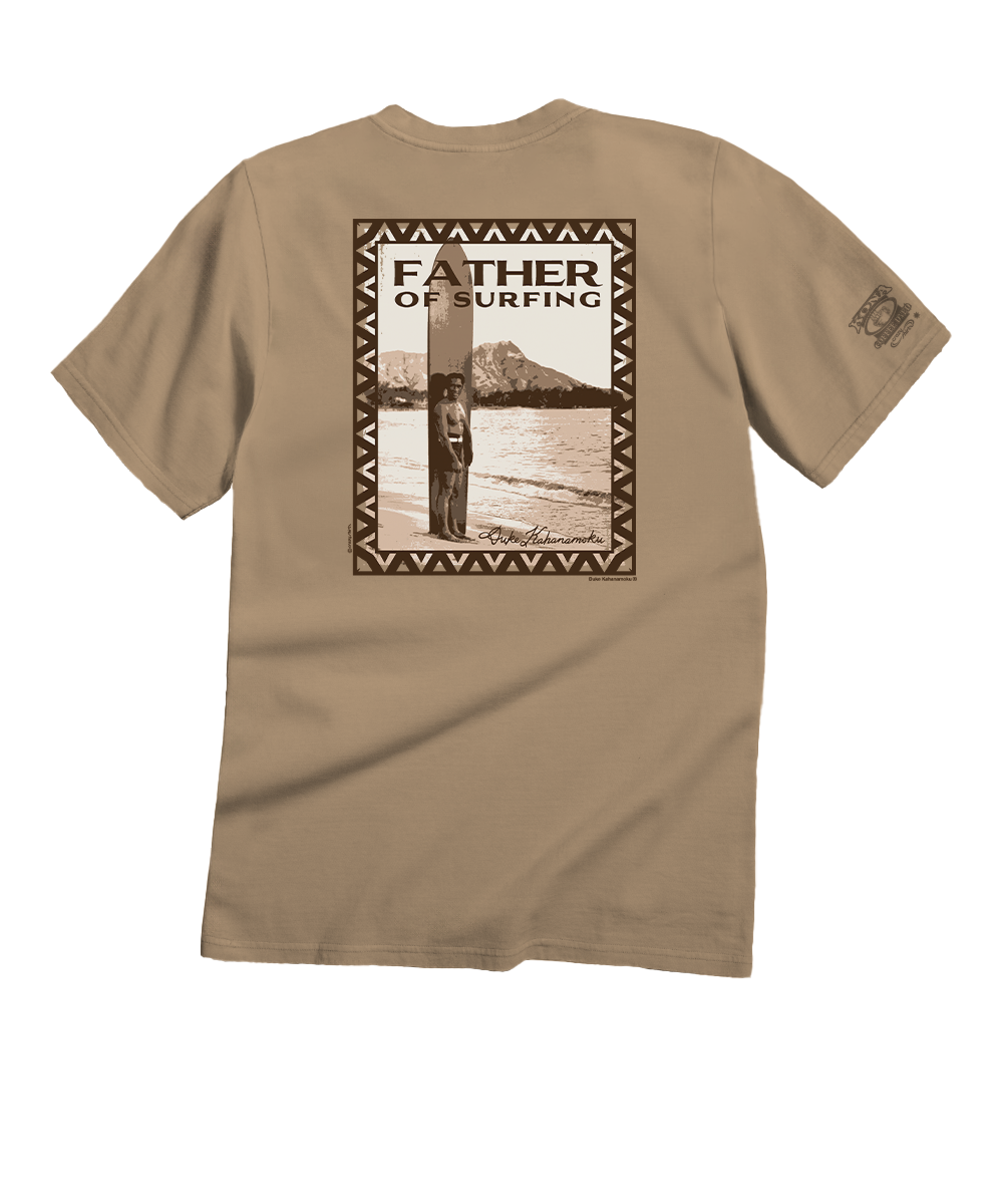 Duke Kahanamoku Father Of Surfing - Kona Coffee Dyed Short Sleeve Crewneck T-Shirt