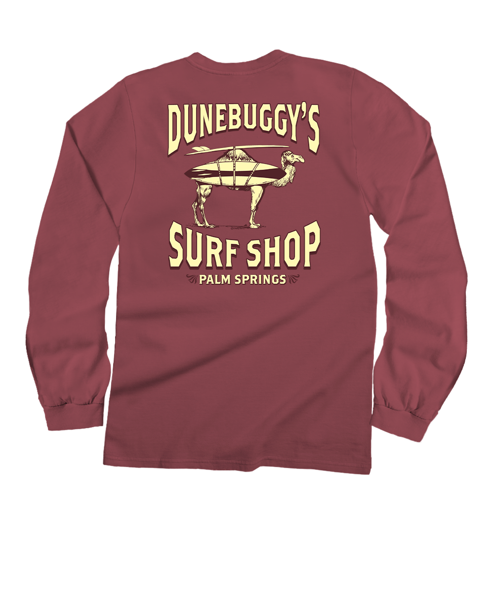 Dune Buggy Surf - Paradise Red Dyed Long Sleeve Crewneck T-Shirt