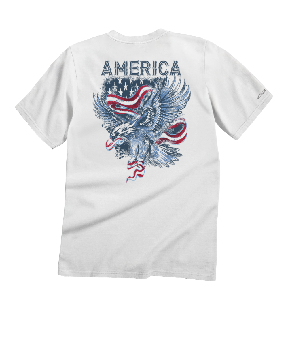 Eagle In Flight - White Short Sleeve Crewneck T-Shirt