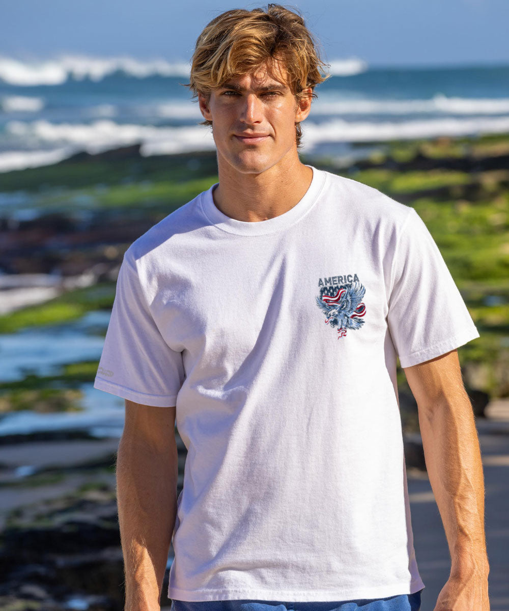 Eagle In Flight - White Short Sleeve Crewneck T-Shirt 3 Eagle In Flight - White Short Sleeve Crewneck T-Shirt