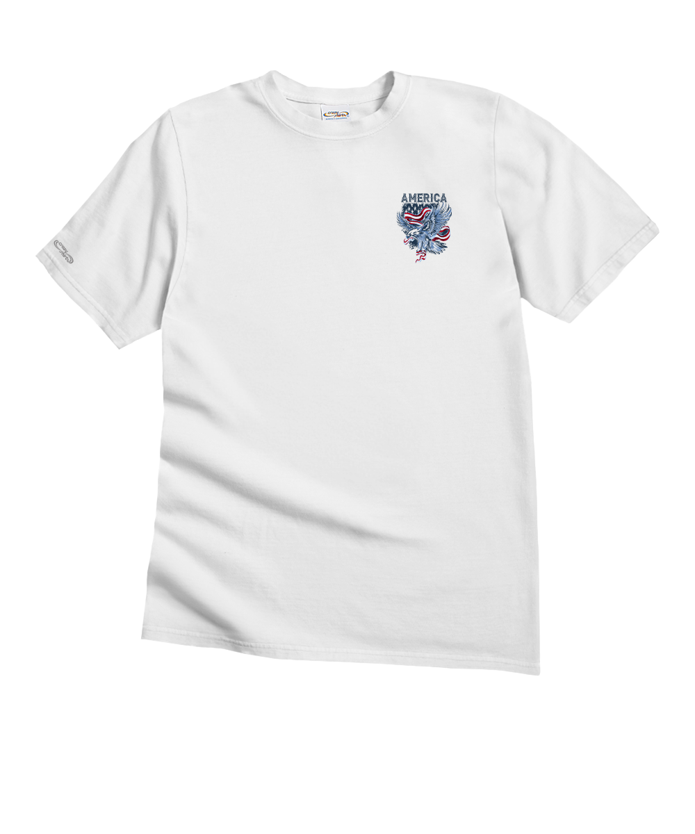 Eagle In Flight - White Short Sleeve Crewneck T-Shirt 4 Eagle In Flight - White Short Sleeve Crewneck T-Shirt