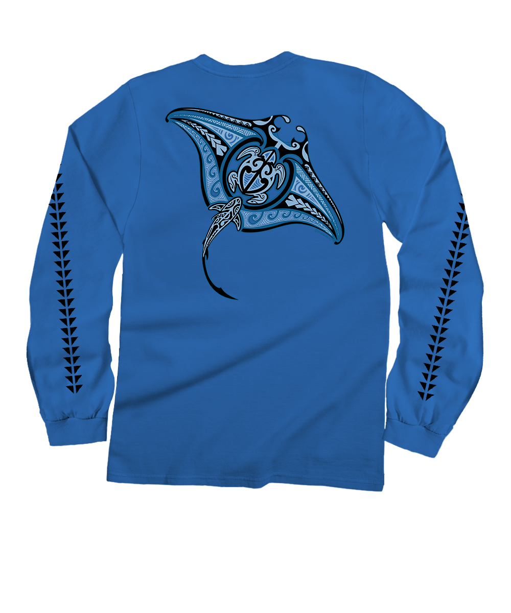 Ehukai Manta - Blue Hawaii Dyed Long Sleeve Crewneck T-Shirt