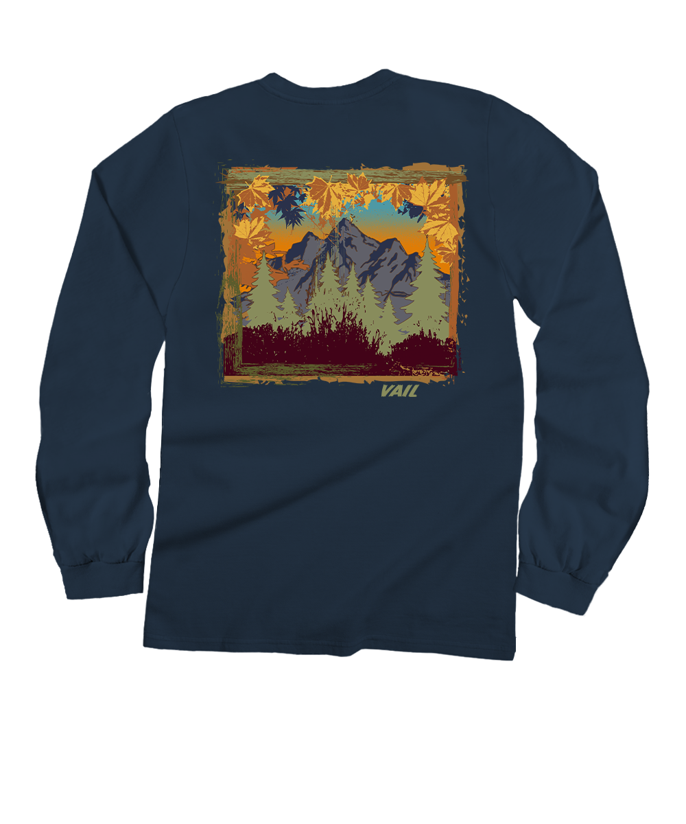 Fall Mountain - Navy Long Sleeve Crewneck T-Shirt