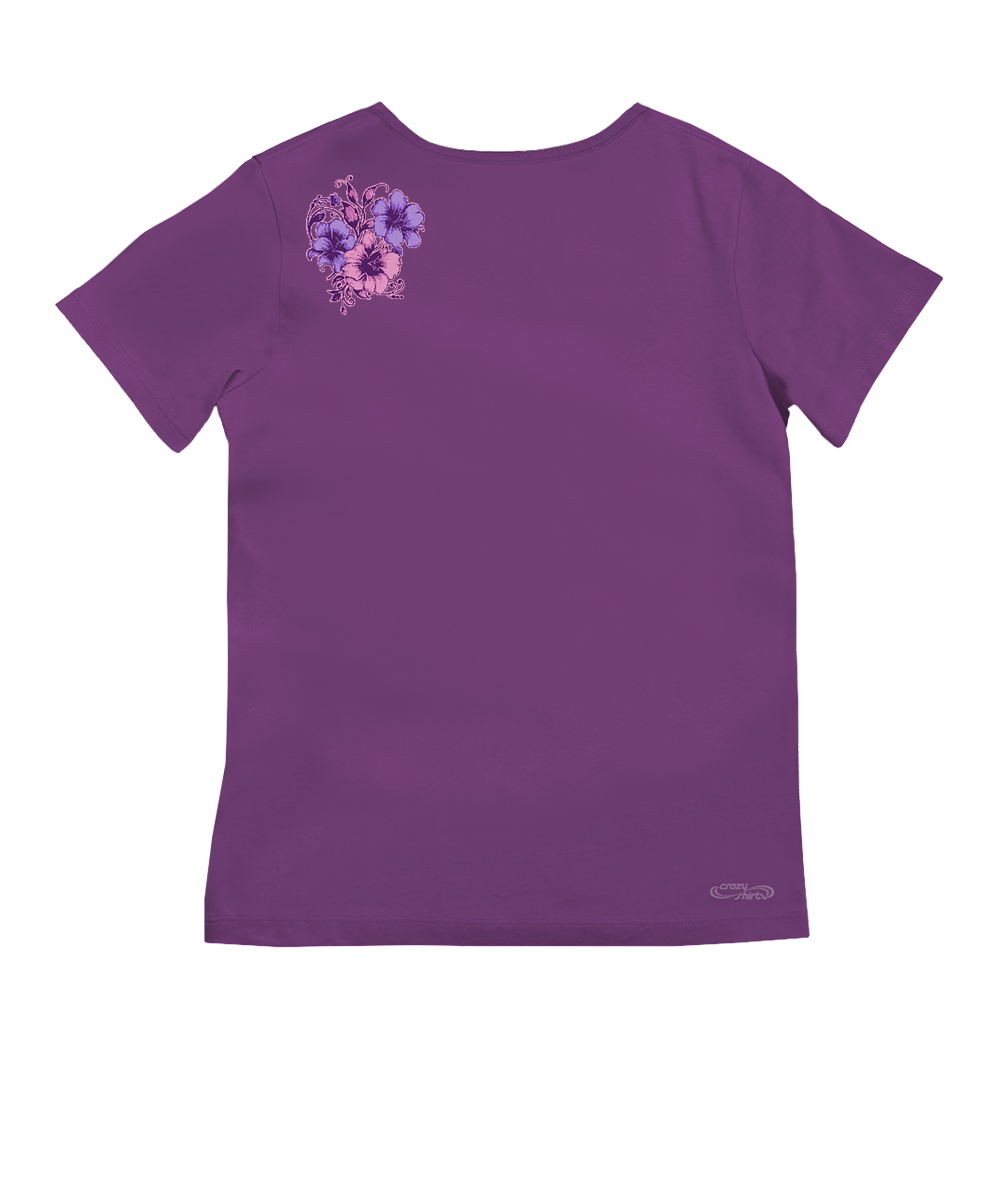 Floral Flourish - Violet Short Sleeve Pima V-Neck T-Shirt 4 Floral Flourish - Violet Short Sleeve Pima V-Neck T-Shirt
