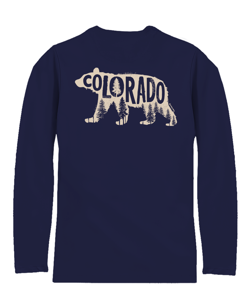 Forest Bear - Indigo Long Sleeve Pima T-Shirt 1 Forest Bear - Indigo Long Sleeve Pima T-Shirt