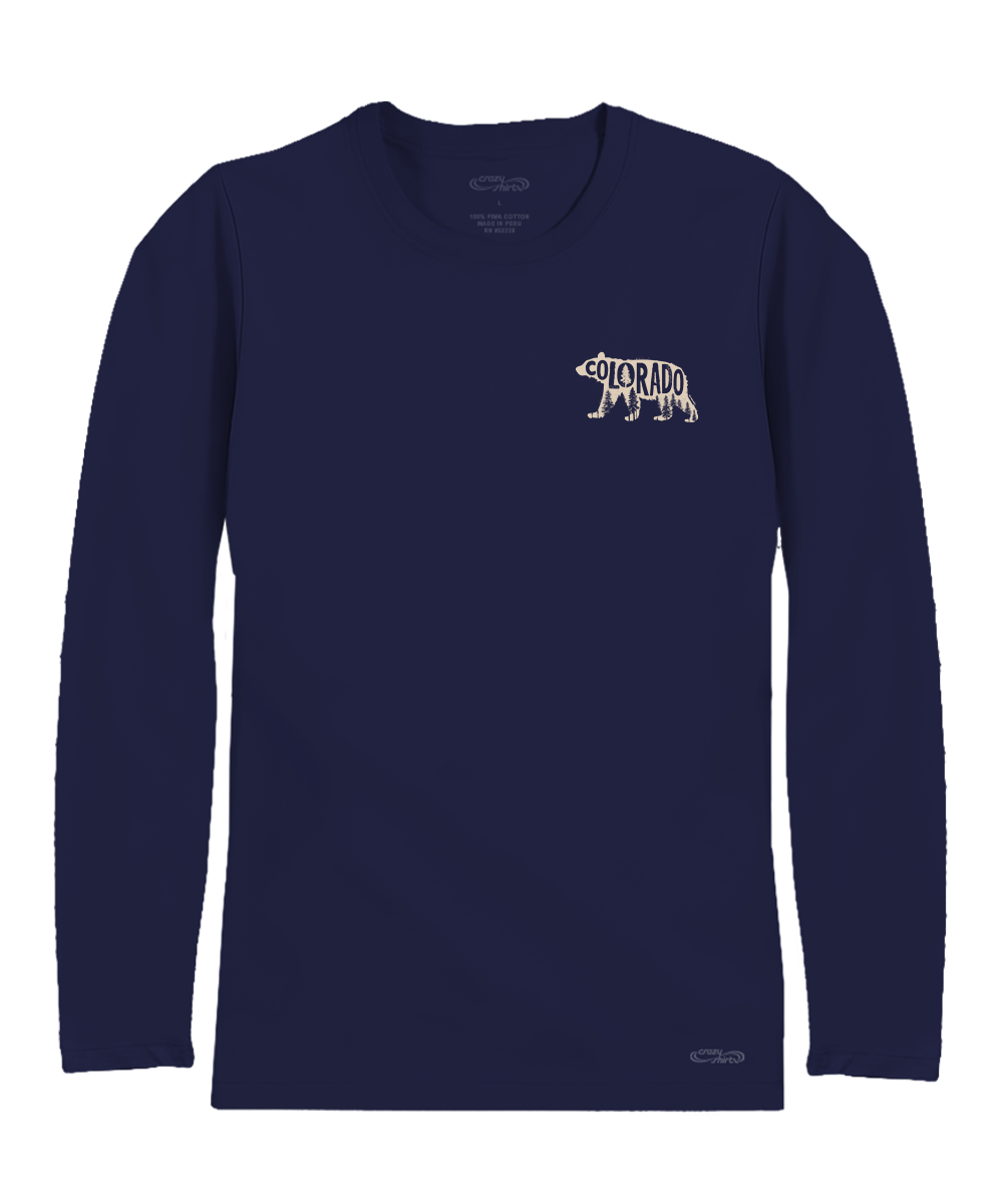 Forest Bear - Indigo Long Sleeve Pima T-Shirt 2 Forest Bear - Indigo Long Sleeve Pima T-Shirt